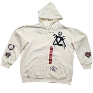 The Nightmare Before Christmas Womens Hoodie Fleece Zip Embroidery Patches Sz XL